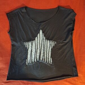 Elegant Black Star Cutout Women's Tee